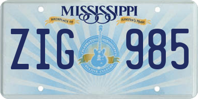 MS license plate ZIG985