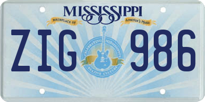 MS license plate ZIG986