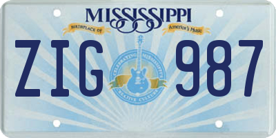 MS license plate ZIG987