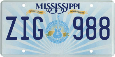 MS license plate ZIG988