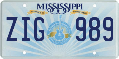 MS license plate ZIG989