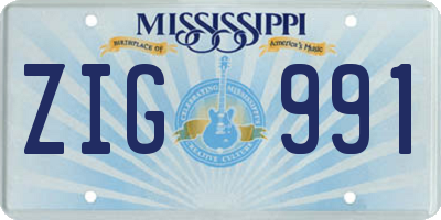 MS license plate ZIG991