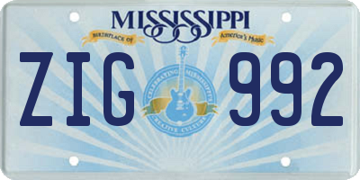 MS license plate ZIG992