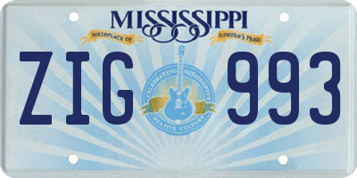 MS license plate ZIG993
