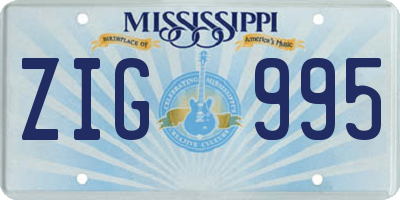 MS license plate ZIG995
