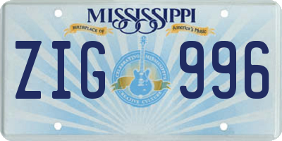 MS license plate ZIG996