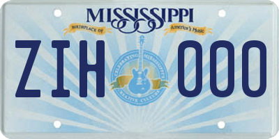 MS license plate ZIH000