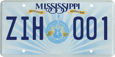 MS license plate ZIH001