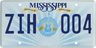 MS license plate ZIH004