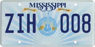MS license plate ZIH008