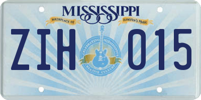MS license plate ZIH015