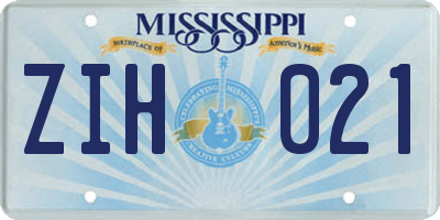 MS license plate ZIH021