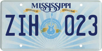 MS license plate ZIH023