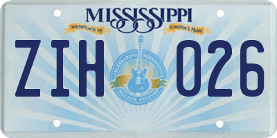 MS license plate ZIH026