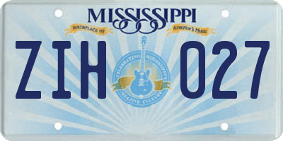 MS license plate ZIH027