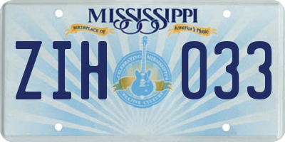 MS license plate ZIH033