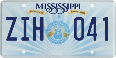 MS license plate ZIH041