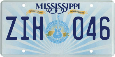 MS license plate ZIH046