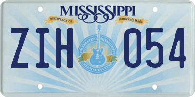 MS license plate ZIH054
