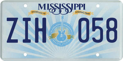 MS license plate ZIH058