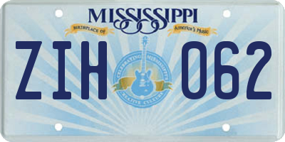 MS license plate ZIH062