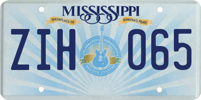 MS license plate ZIH065