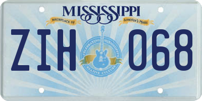 MS license plate ZIH068