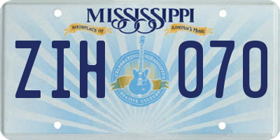 MS license plate ZIH070