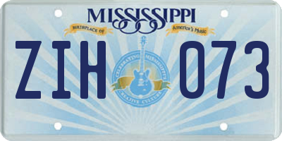 MS license plate ZIH073