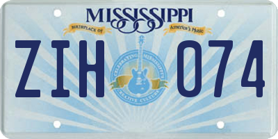 MS license plate ZIH074