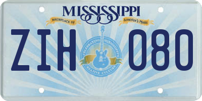 MS license plate ZIH080