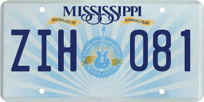 MS license plate ZIH081