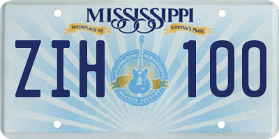 MS license plate ZIH100
