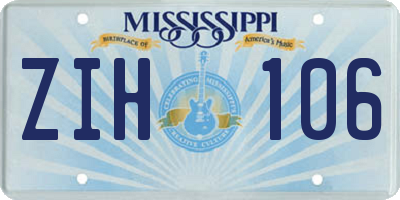 MS license plate ZIH106