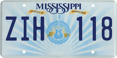 MS license plate ZIH118
