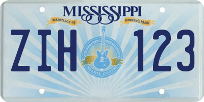 MS license plate ZIH123