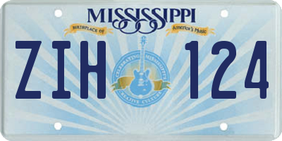 MS license plate ZIH124