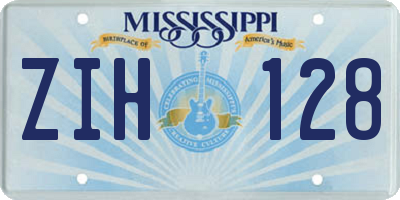MS license plate ZIH128
