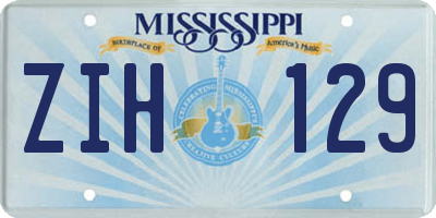 MS license plate ZIH129