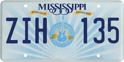 MS license plate ZIH135