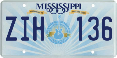 MS license plate ZIH136