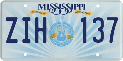 MS license plate ZIH137