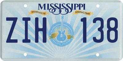 MS license plate ZIH138