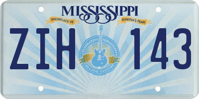 MS license plate ZIH143