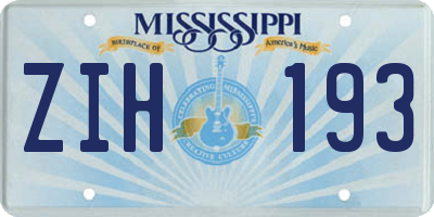MS license plate ZIH193
