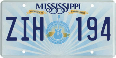 MS license plate ZIH194