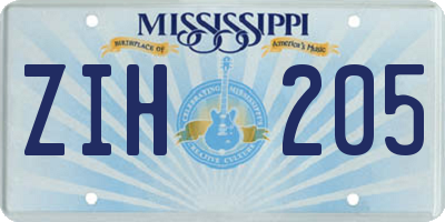 MS license plate ZIH205