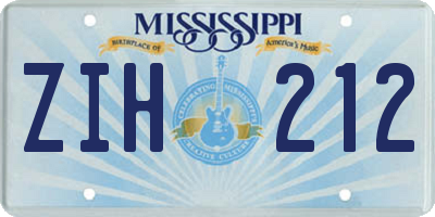 MS license plate ZIH212
