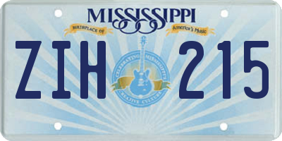 MS license plate ZIH215