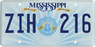 MS license plate ZIH216